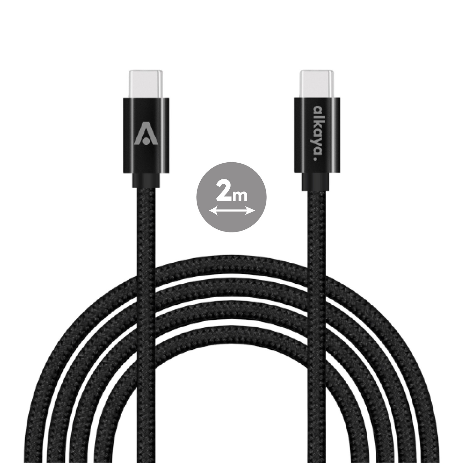alkaya. | Speed Flex | Ladekabel | Geflochten | USB C+C 2m, Schwarz