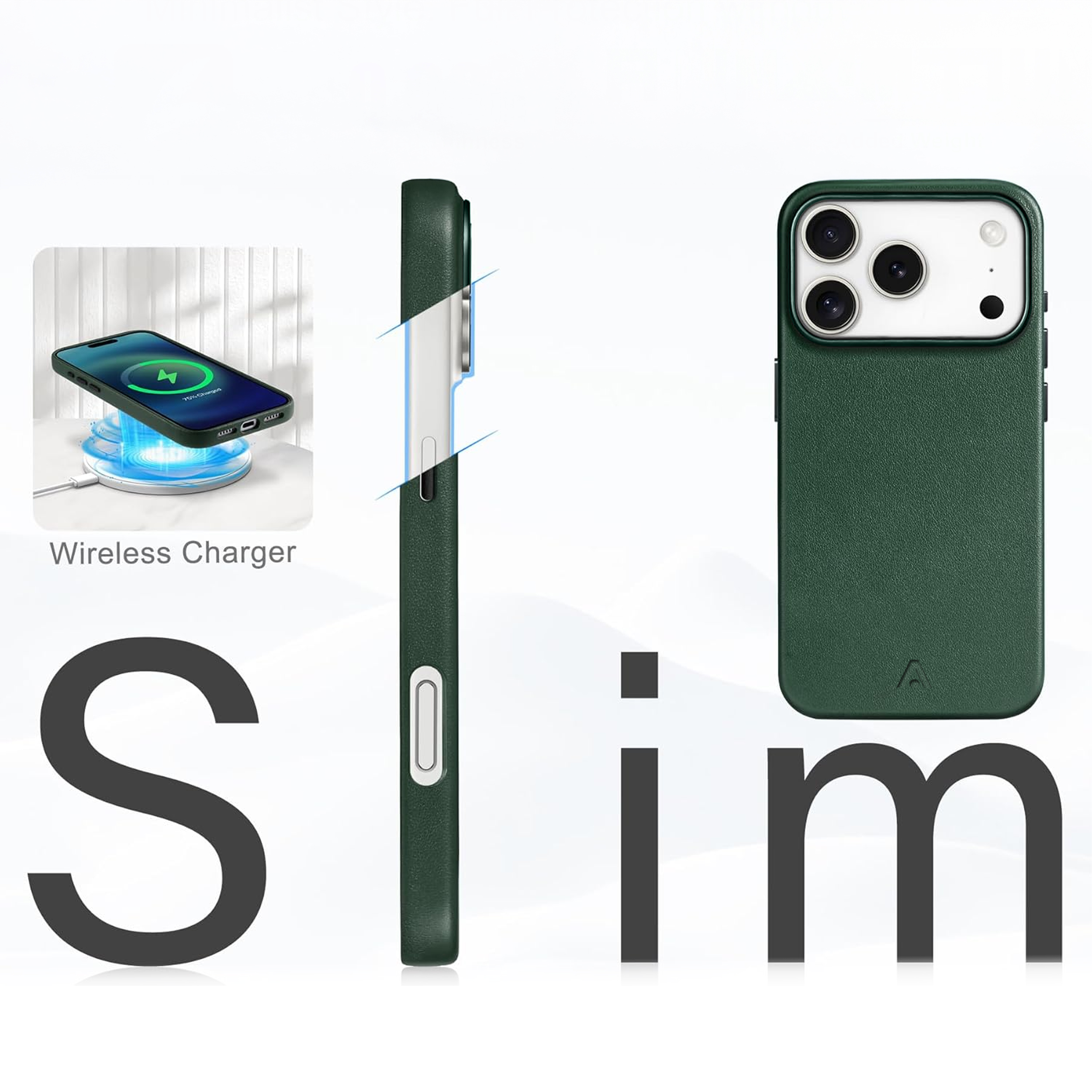 alkaya. | LUCID PU-Leder Case kompatibel mit Magsafe dunkelgrün, iPhone 17 Pro