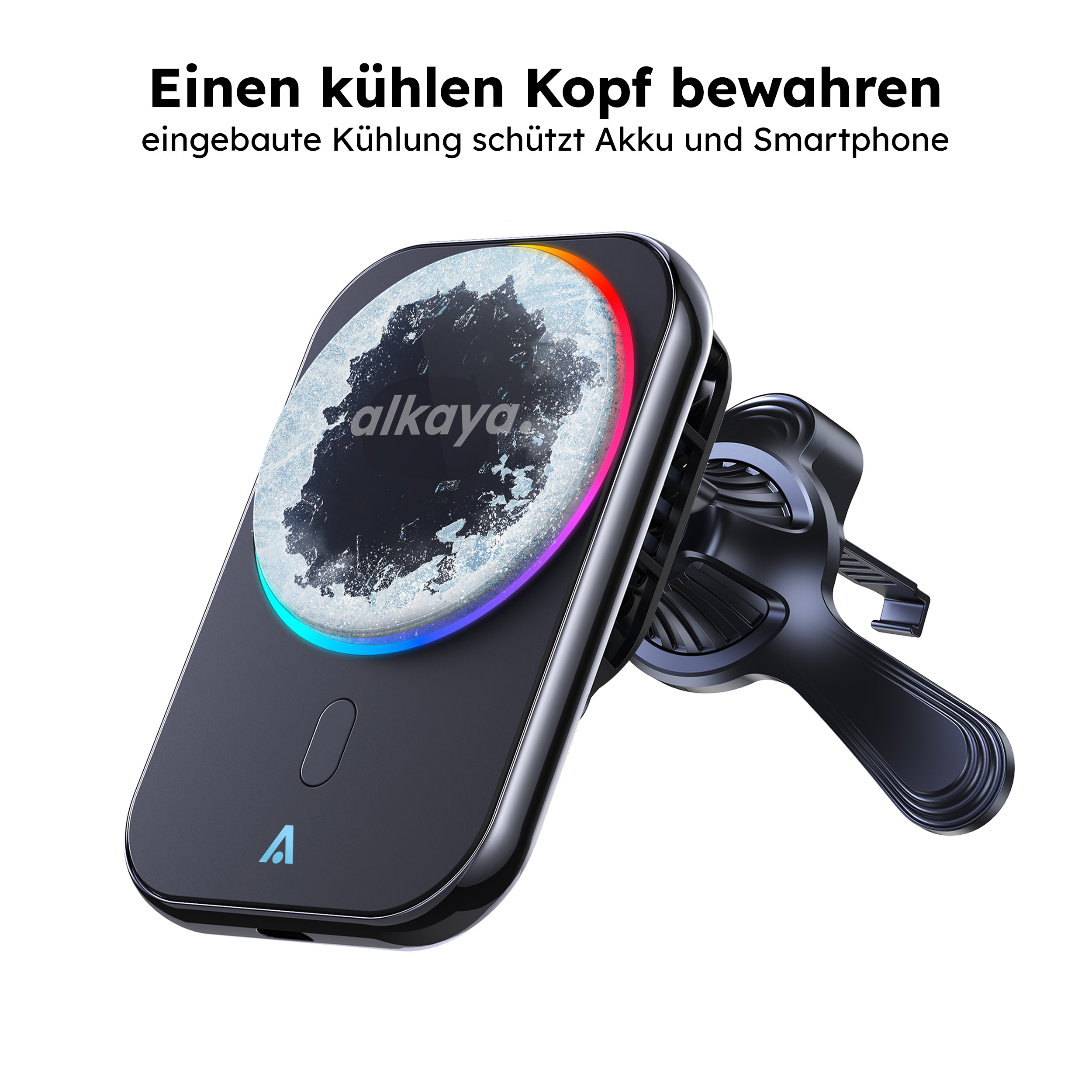 alkaya. | Breeze | Wireless KFZ Ladegerät kompatibel mit Magsafe, QI2, schwarz