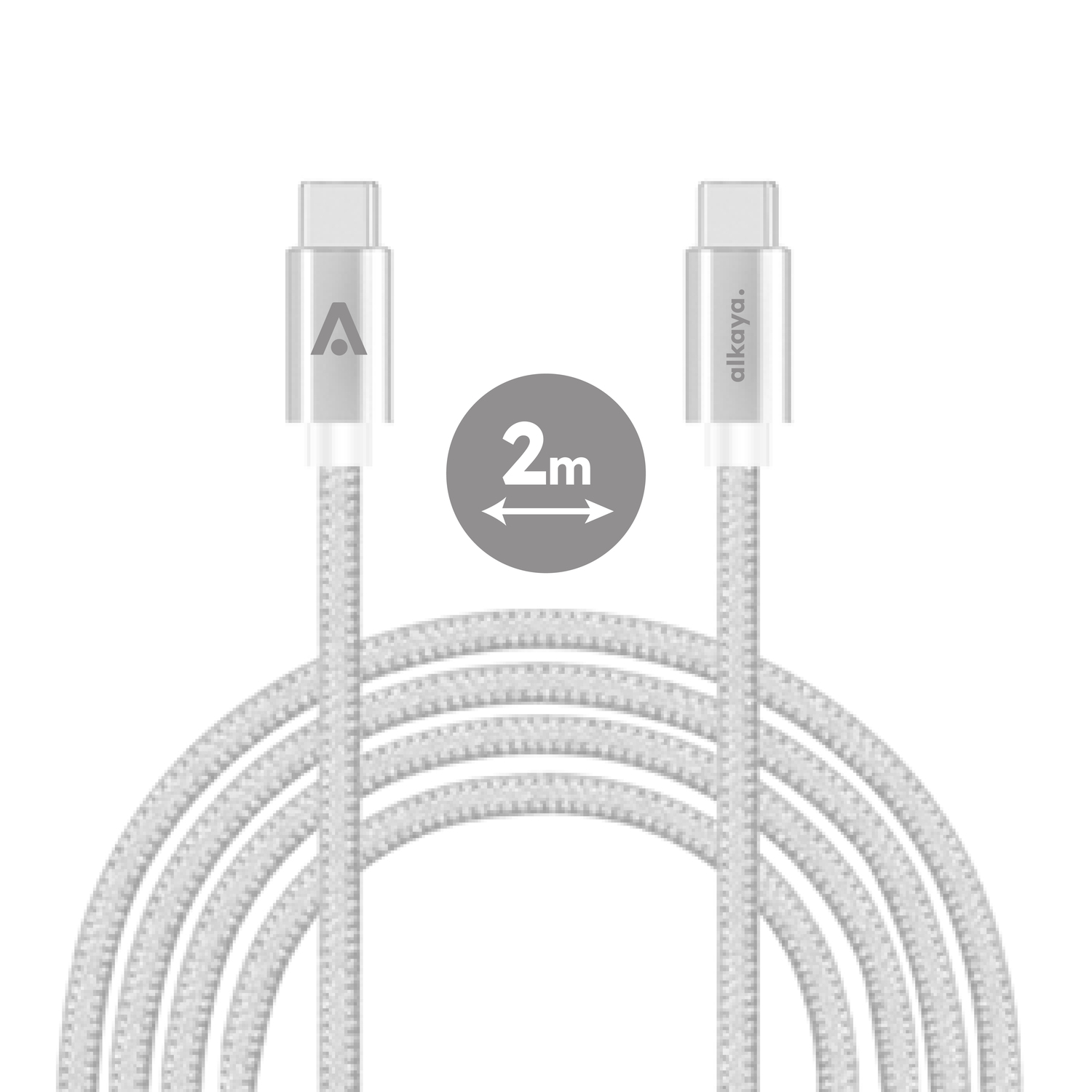 alkaya. | Speed Flex | Ladekabel | Geflochten | USB C+C 2m, Weiß