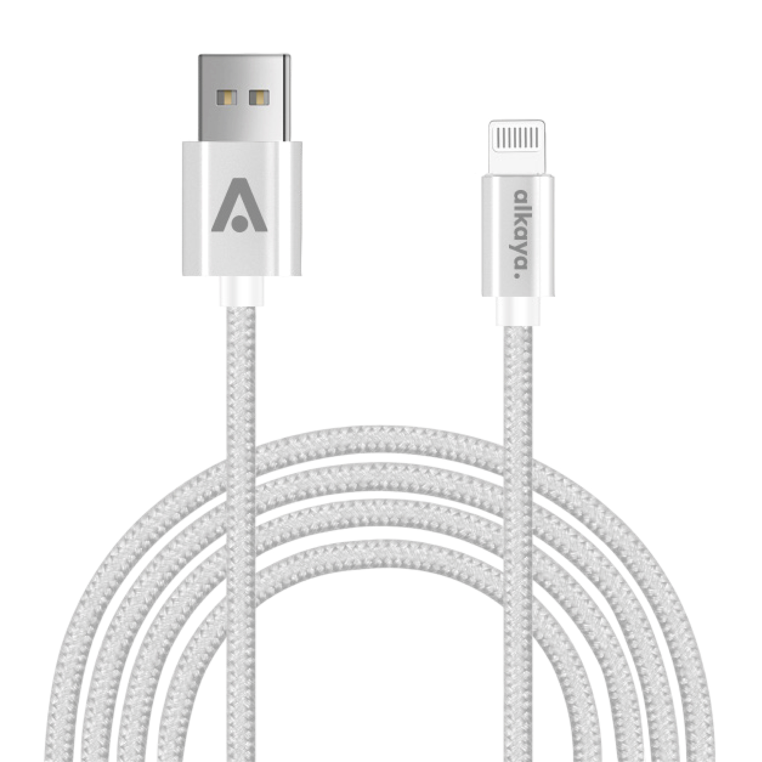 alkaya. | Speed Flex | Ladekabel | Geflochten | USB A+L Weiß, 1 Meter
