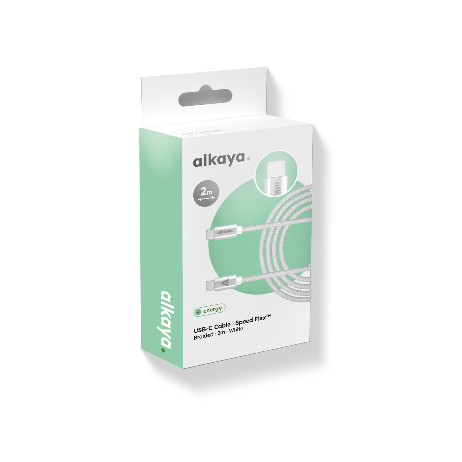 alkaya. | Speed Flex | Ladekabel | Geflochten | USB C+C 2m, Weiß