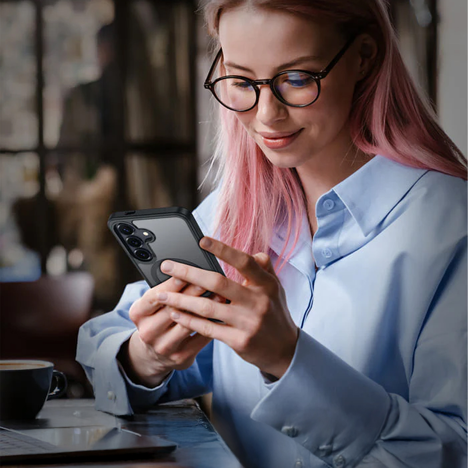 alkaya.| FROSTED Case Kompatibel mit MagSafe, Samsung S26 schwarz