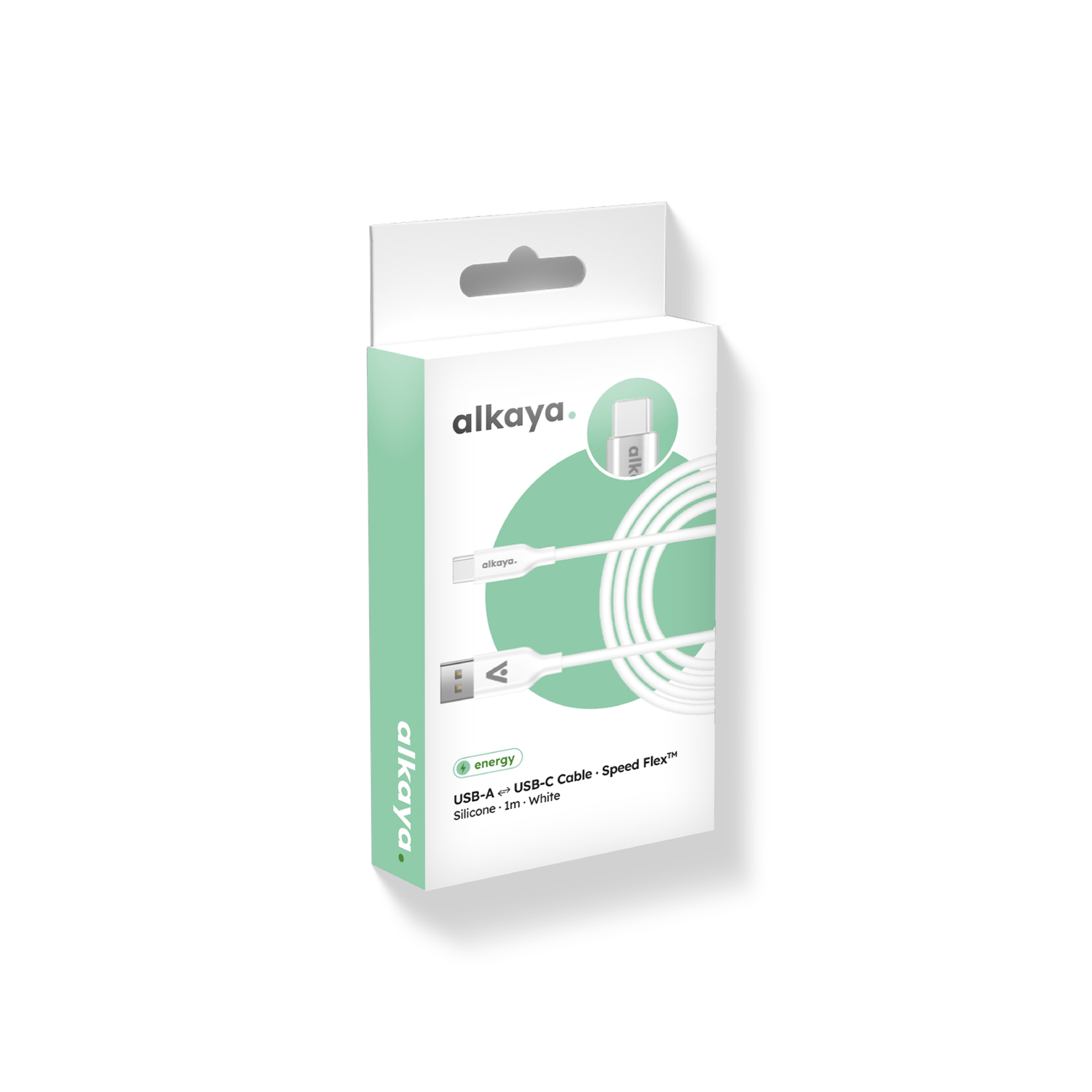 alkaya. | Speed Flex | Ladekabel | Silikon | USB A+C Weiß, 1 Meter