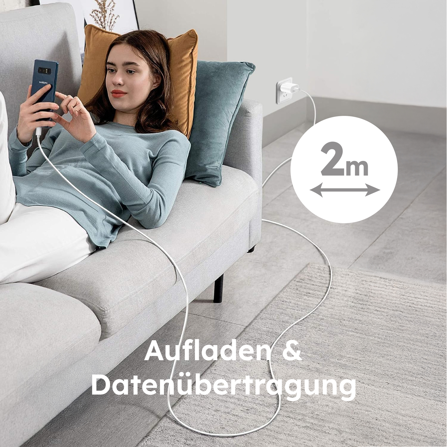 alkaya. | Speed Flex | Ladekabel | Geflochten | USB C+C 2m, Weiß